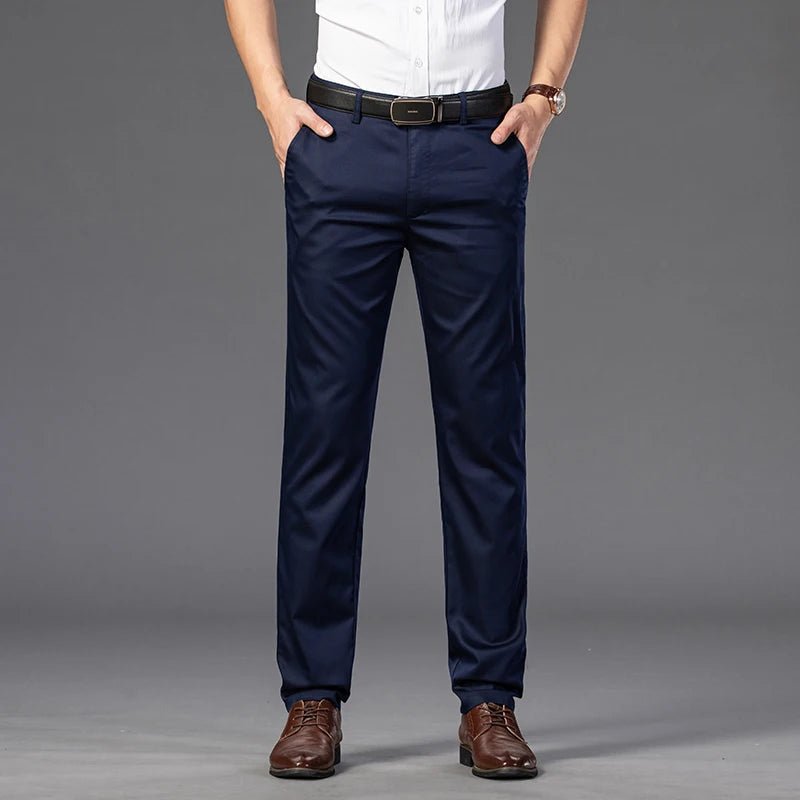 Elegant Men's Pants Straight Business Trouser Male Elastic Stretch Summer Cool Formal Dress Casual Work Office Fashion Golf Wear - PratSN