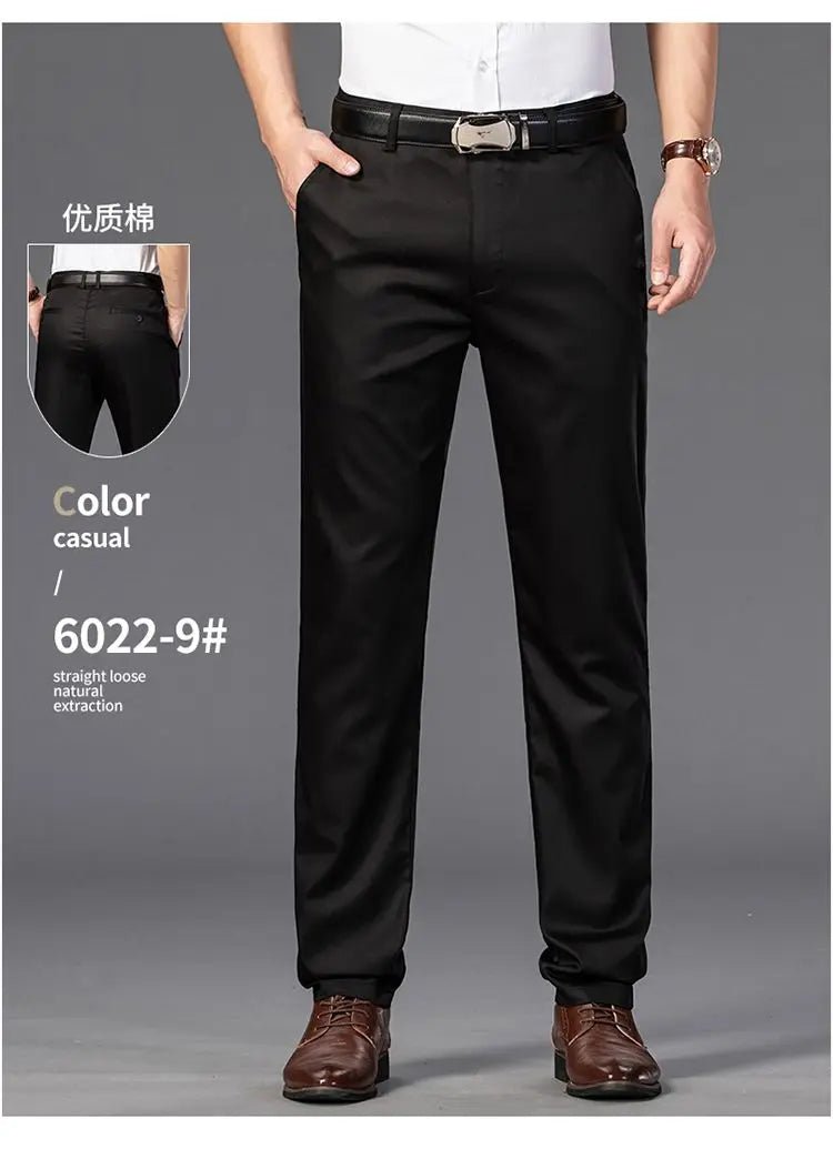 Elegant Men's Pants Straight Business Trouser Male Elastic Stretch Summer Cool Formal Dress Casual Work Office Fashion Golf Wear - PratSN