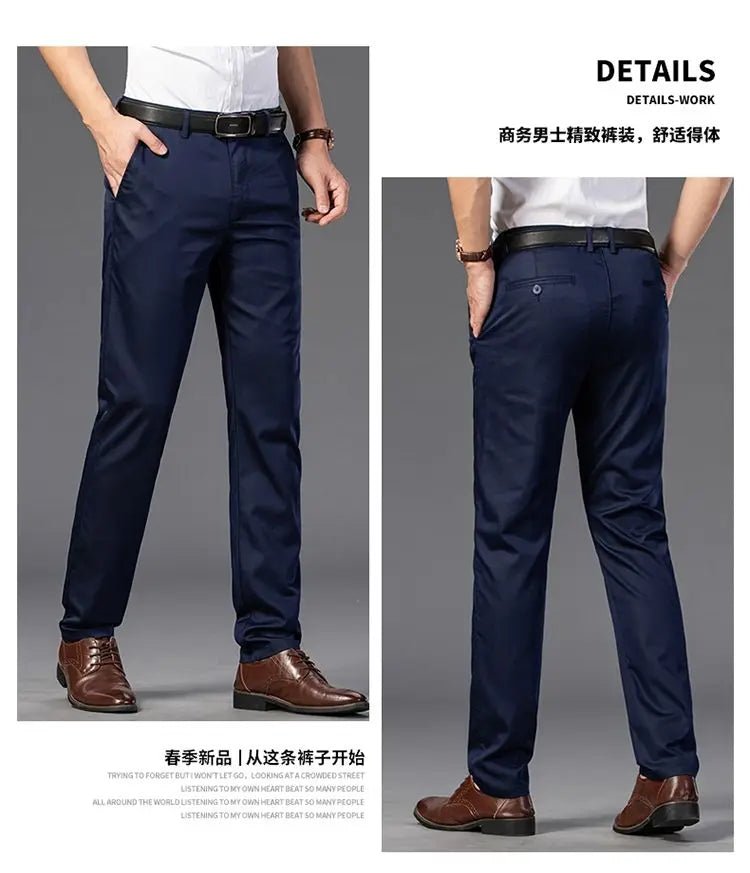 Elegant Men's Pants Straight Business Trouser Male Elastic Stretch Summer Cool Formal Dress Casual Work Office Fashion Golf Wear - PratSN