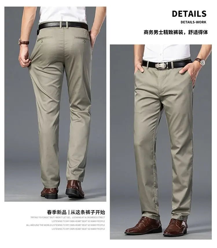 Elegant Men's Pants Straight Business Trouser Male Elastic Stretch Summer Cool Formal Dress Casual Work Office Fashion Golf Wear - PratSN