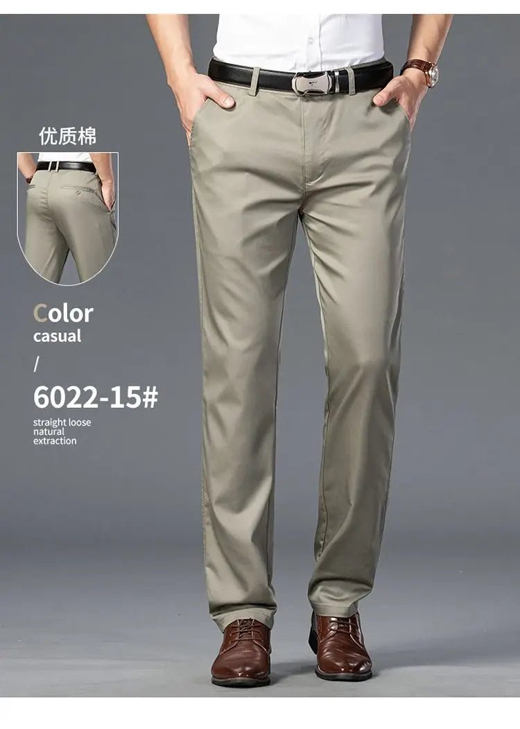 Elegant Men's Pants Straight Business Trouser Male Elastic Stretch Summer Cool Formal Dress Casual Work Office Fashion Golf Wear - PratSN