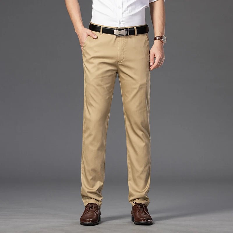 Elegant Men's Pants Straight Business Trouser Male Elastic Stretch Summer Cool Formal Dress Casual Work Office Fashion Golf Wear - PratSN