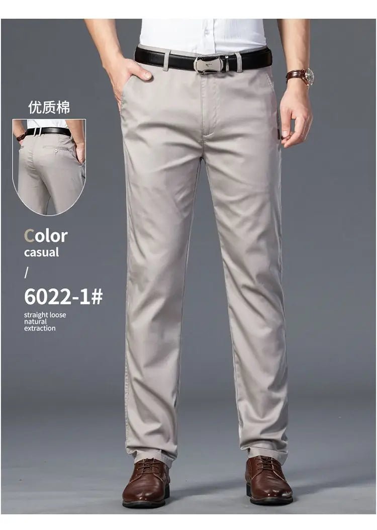 Elegant Men's Pants Straight Business Trouser Male Elastic Stretch Summer Cool Formal Dress Casual Work Office Fashion Golf Wear - PratSN