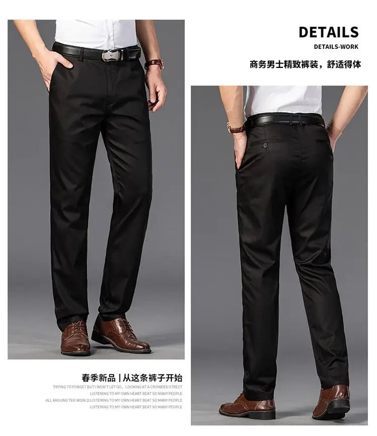 Elegant Men's Pants Straight Business Trouser Male Elastic Stretch Summer Cool Formal Dress Casual Work Office Fashion Golf Wear - PratSN