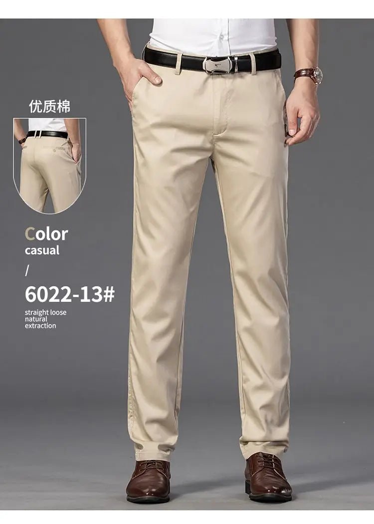 Elegant Men's Pants Straight Business Trouser Male Elastic Stretch Summer Cool Formal Dress Casual Work Office Fashion Golf Wear - PratSN