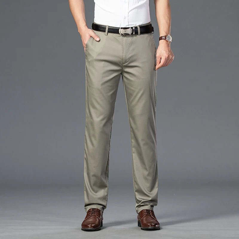 Elegant Men's Pants Straight Business Trouser Male Elastic Stretch Summer Cool Formal Dress Casual Work Office Fashion Golf Wear - PratSN