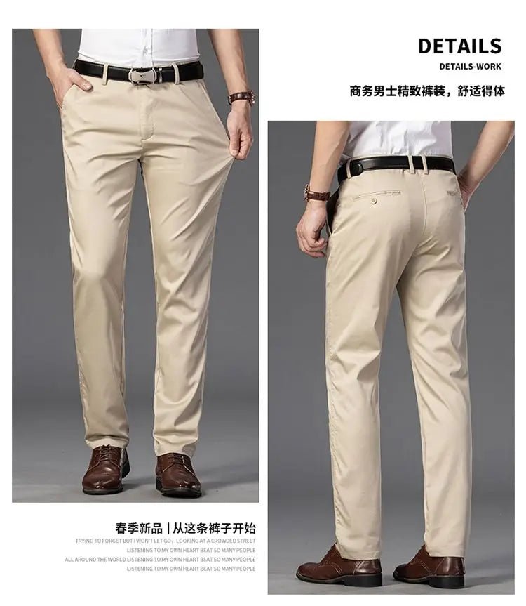 Elegant Men's Pants Straight Business Trouser Male Elastic Stretch Summer Cool Formal Dress Casual Work Office Fashion Golf Wear - PratSN