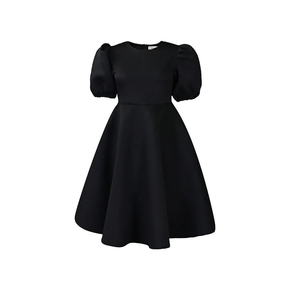 Elegant Party Dresses for Woman O Neck Short Sleeve High Waisted A Line Mid Calf Luxury Female Birthday Party Dinner Vestidos - PratSN