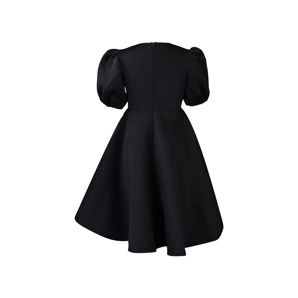 Elegant Party Dresses for Woman O Neck Short Sleeve High Waisted A Line Mid Calf Luxury Female Birthday Party Dinner Vestidos - PratSN
