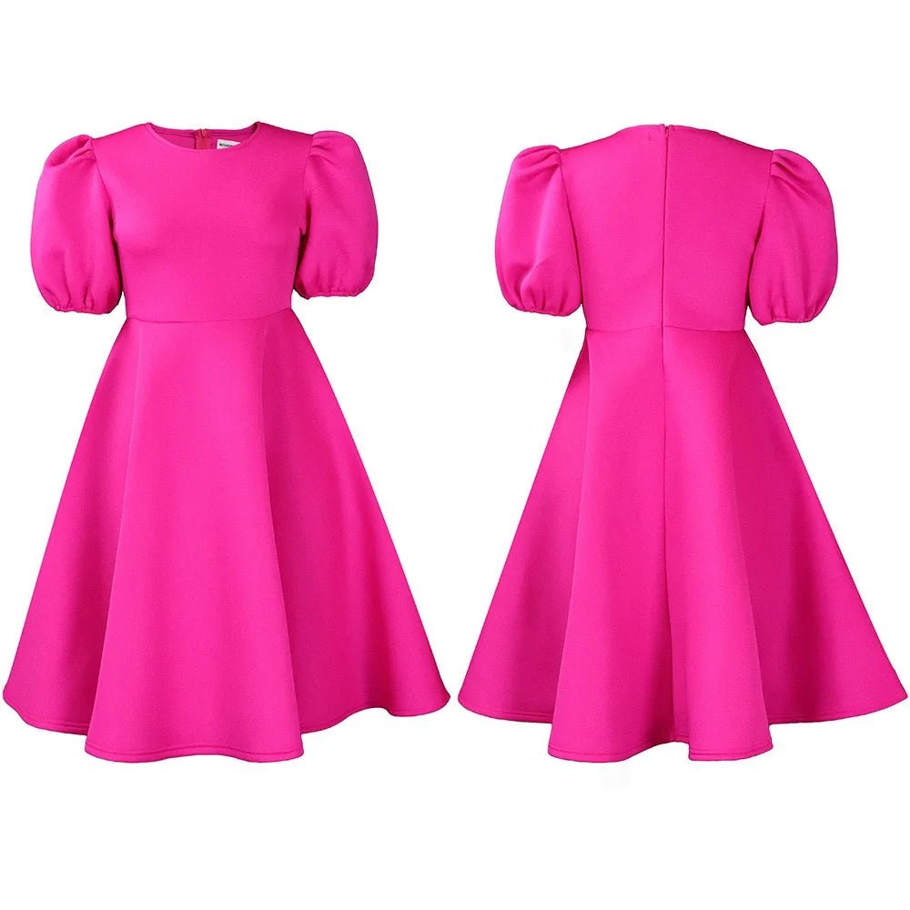 Elegant Party Dresses for Woman O Neck Short Sleeve High Waisted A Line Mid Calf Luxury Female Birthday Party Dinner Vestidos - PratSN