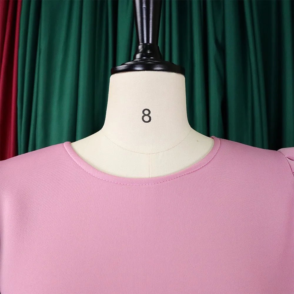Elegant Party Dresses for Woman O Neck Short Sleeve High Waisted A Line Mid Calf Luxury Female Birthday Party Dinner Vestidos - PratSN