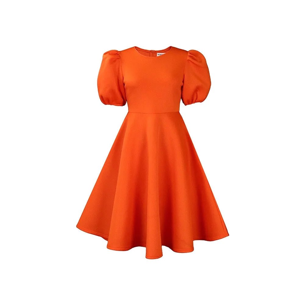 Elegant Party Dresses for Woman O Neck Short Sleeve High Waisted A Line Mid Calf Luxury Female Birthday Party Dinner Vestidos - PratSN
