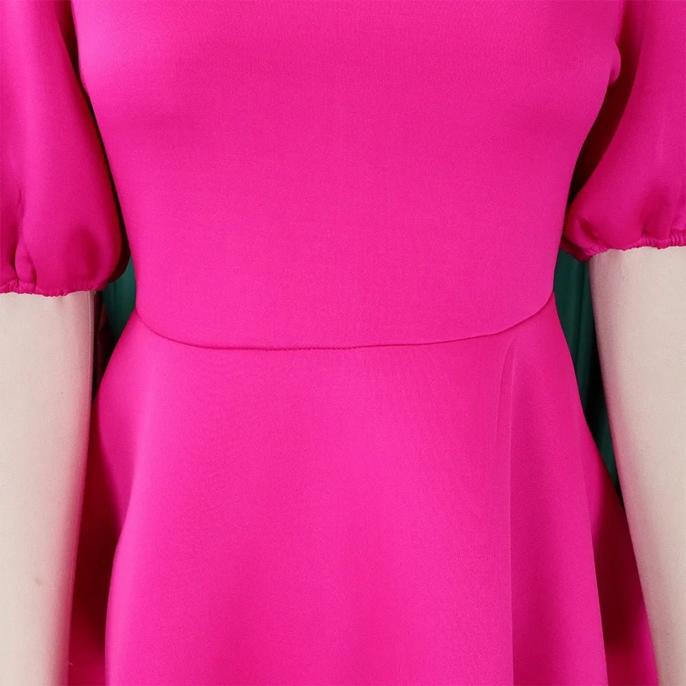 Elegant Party Dresses for Woman O Neck Short Sleeve High Waisted A Line Mid Calf Luxury Female Birthday Party Dinner Vestidos - PratSN