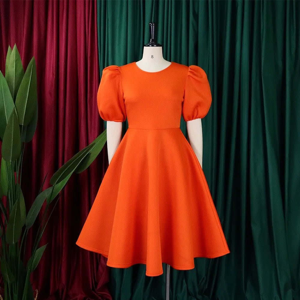Elegant Party Dresses for Woman O Neck Short Sleeve High Waisted A Line Mid Calf Luxury Female Birthday Party Dinner Vestidos - PratSN