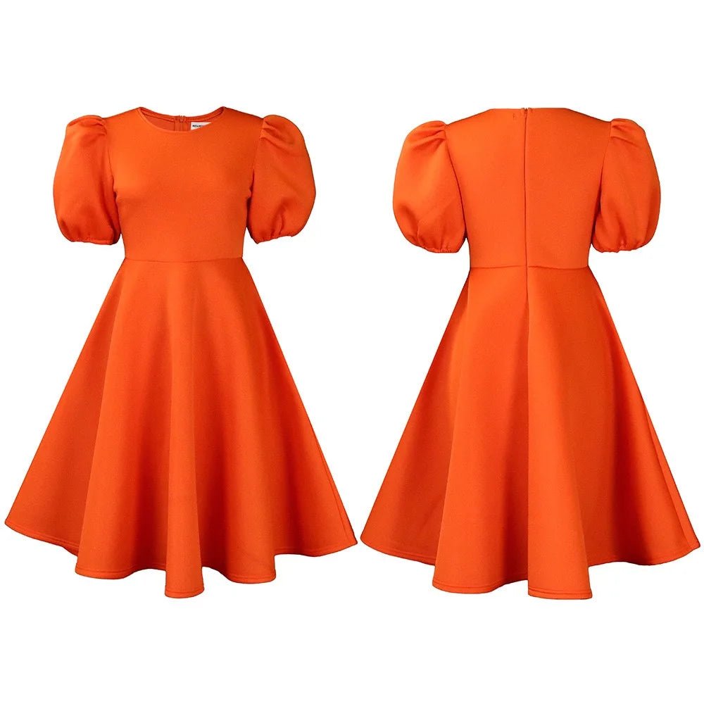 Elegant Party Dresses for Woman O Neck Short Sleeve High Waisted A Line Mid Calf Luxury Female Birthday Party Dinner Vestidos - PratSN