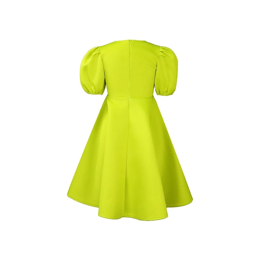 Elegant Party Dresses for Woman O Neck Short Sleeve High Waisted A Line Mid Calf Luxury Female Birthday Party Dinner Vestidos - PratSN