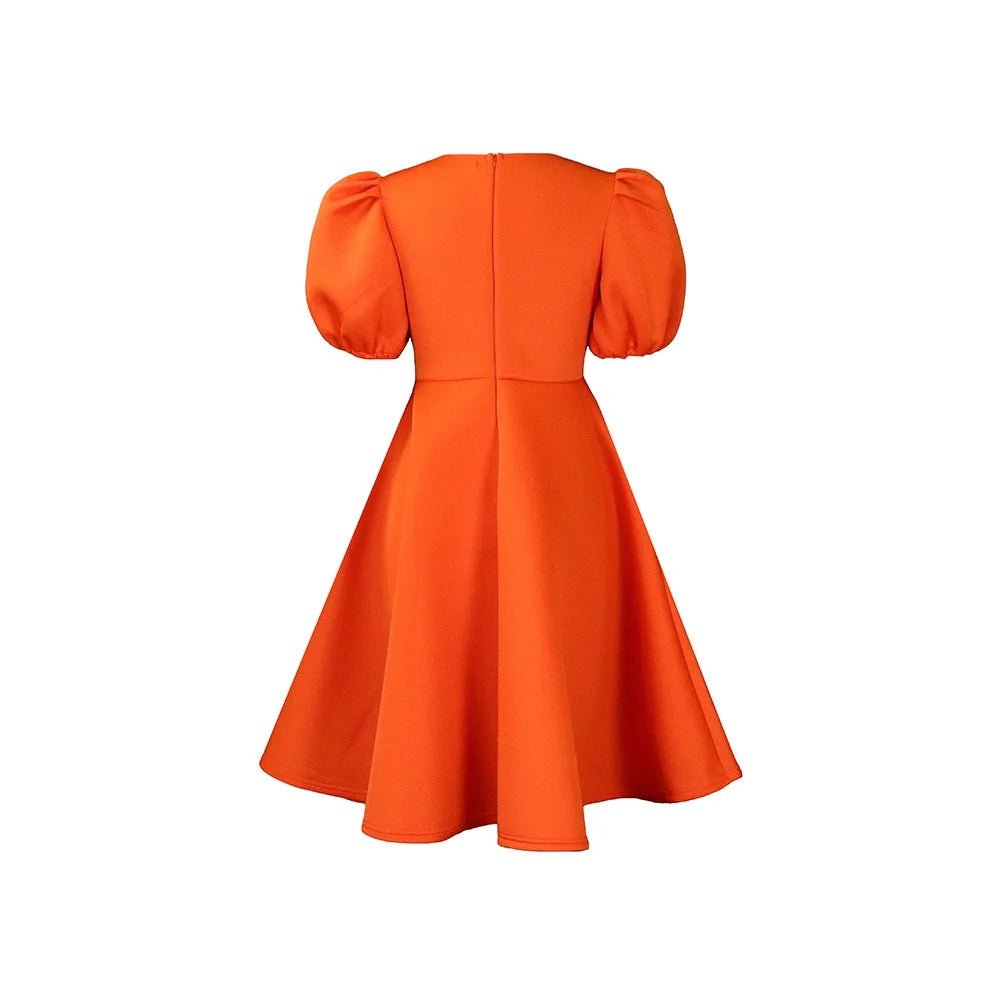 Elegant Party Dresses for Woman O Neck Short Sleeve High Waisted A Line Mid Calf Luxury Female Birthday Party Dinner Vestidos - PratSN