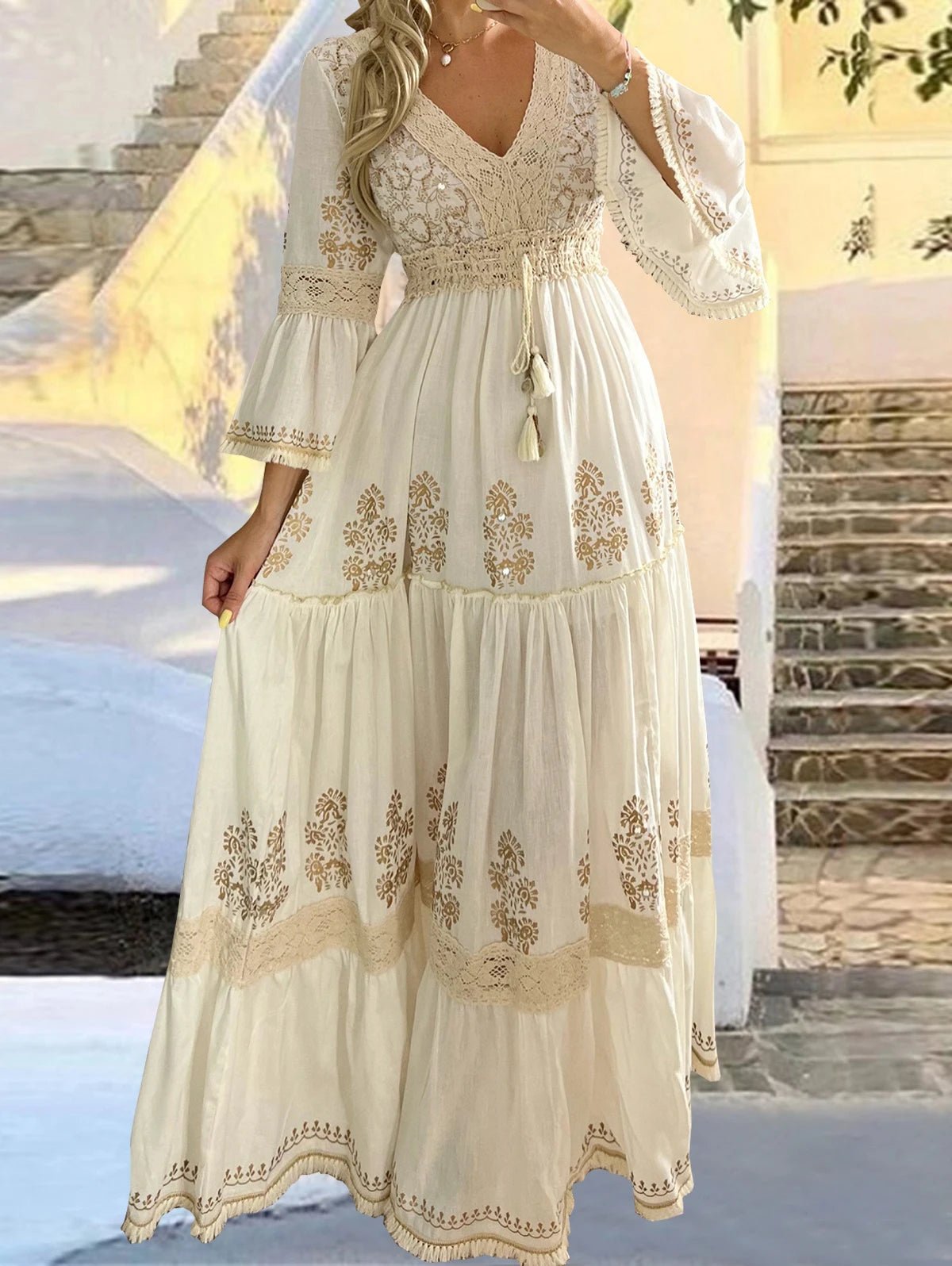 Elegant Plus Size Women Dress Crew Neck Casual Short Sleeve Loose Summer Party Evening Maxi Dresses - PratSN