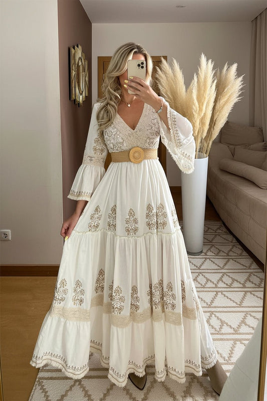 Elegant Plus Size Women Dress Crew Neck Casual Short Sleeve Loose Summer Party Evening Maxi Dresses - PratSN