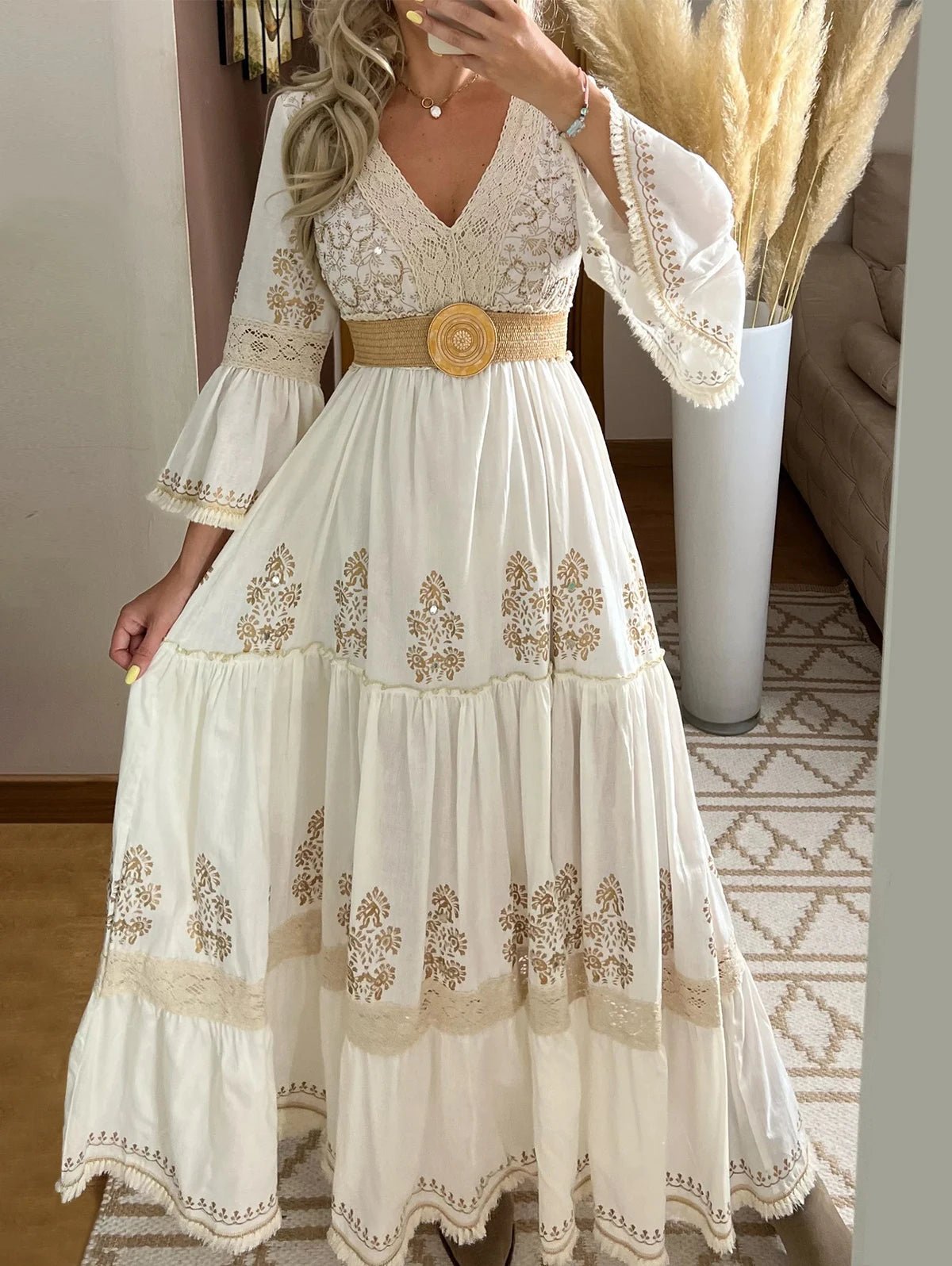 Elegant Plus Size Women Dress Crew Neck Casual Short Sleeve Loose Summer Party Evening Maxi Dresses - PratSN
