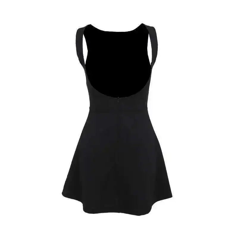 Elegant Short Mini Dress Women 2025 Summer Dress Club Party Dresses Sexy Backless Sleeveless A Line White Black Vestidos - PratSN