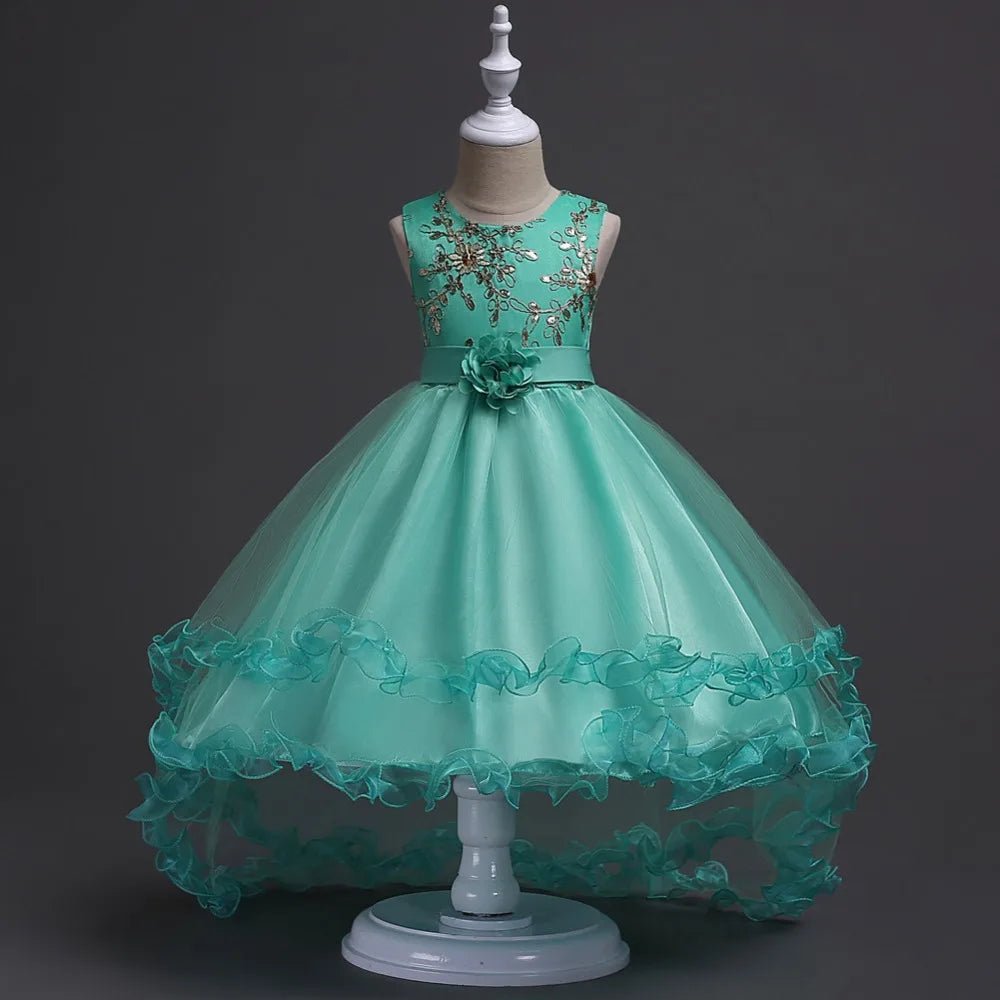 Embroidery Baby Girls Princess Flower Wedding Christmas Party Tutu Dress Children Kids Elegant Vestidos for 3 - 15Years Teenager - PratSN
