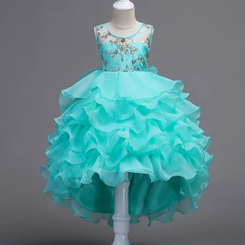 Embroidery Baby Girls Princess Flower Wedding Christmas Party Tutu Dress Children Kids Elegant Vestidos for 3 - 15Years Teenager - PratSN