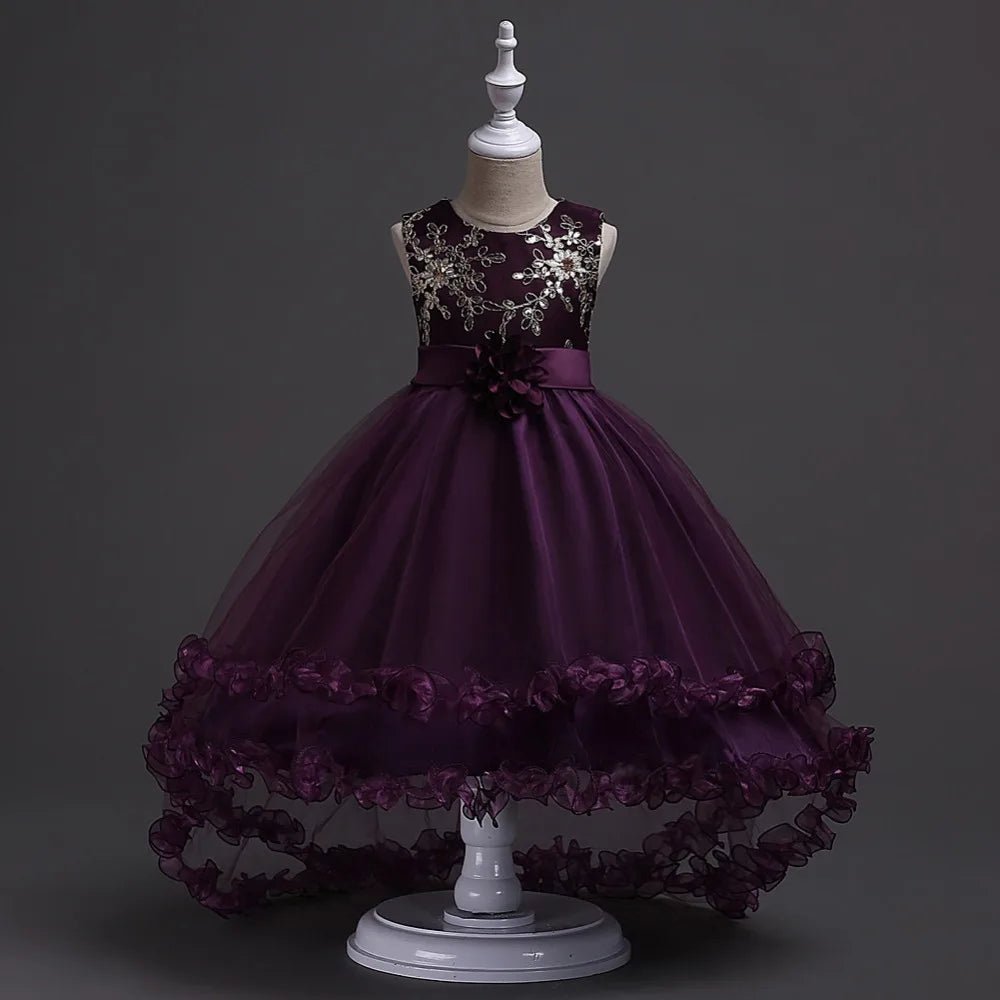 Embroidery Baby Girls Princess Flower Wedding Christmas Party Tutu Dress Children Kids Elegant Vestidos for 3 - 15Years Teenager - PratSN