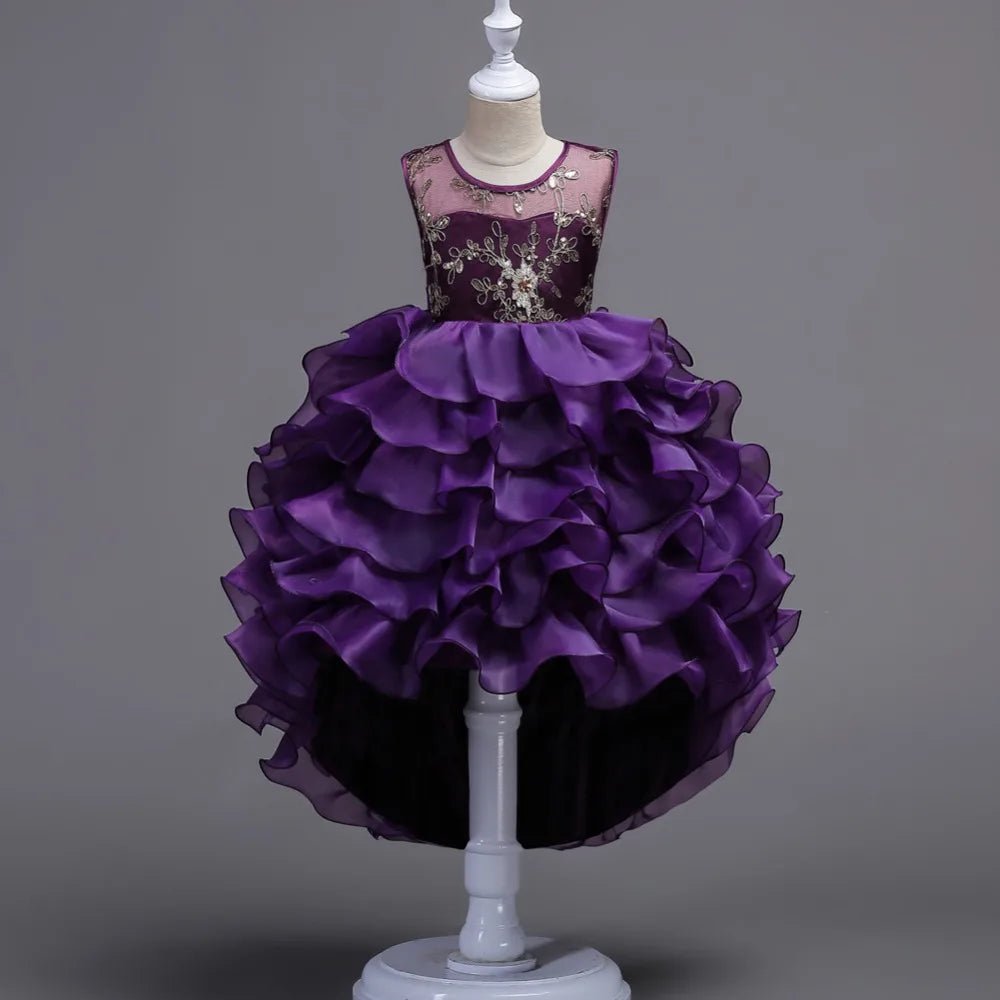Embroidery Baby Girls Princess Flower Wedding Christmas Party Tutu Dress Children Kids Elegant Vestidos for 3 - 15Years Teenager - PratSN