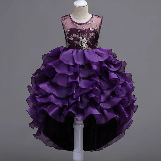 Embroidery Baby Girls Princess Flower Wedding Christmas Party Tutu Dress Children Kids Elegant Vestidos for 3 - 15Years Teenager - PratSN