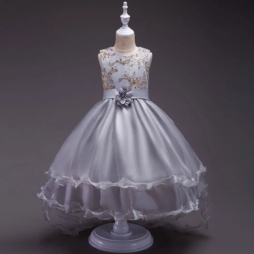 Embroidery Baby Girls Princess Flower Wedding Christmas Party Tutu Dress Children Kids Elegant Vestidos for 3 - 15Years Teenager - PratSN
