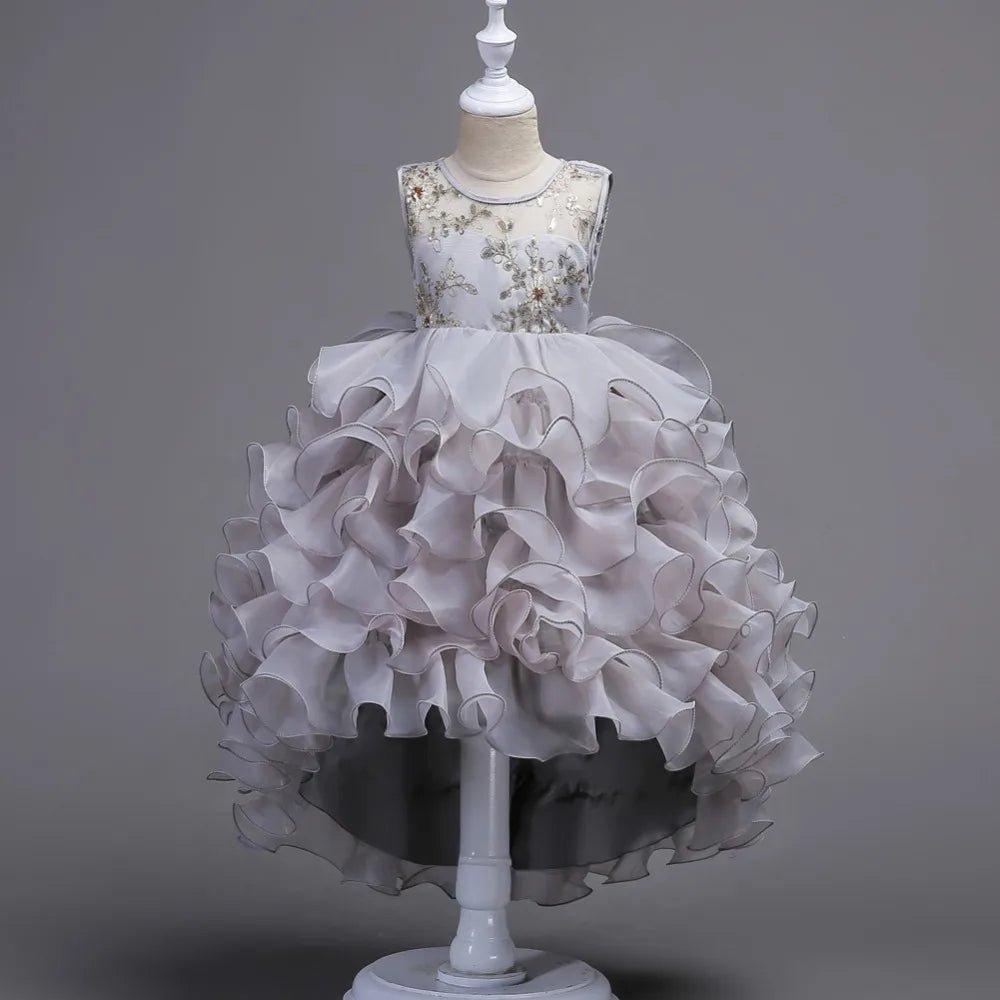 Embroidery Baby Girls Princess Flower Wedding Christmas Party Tutu Dress Children Kids Elegant Vestidos for 3 - 15Years Teenager - PratSN