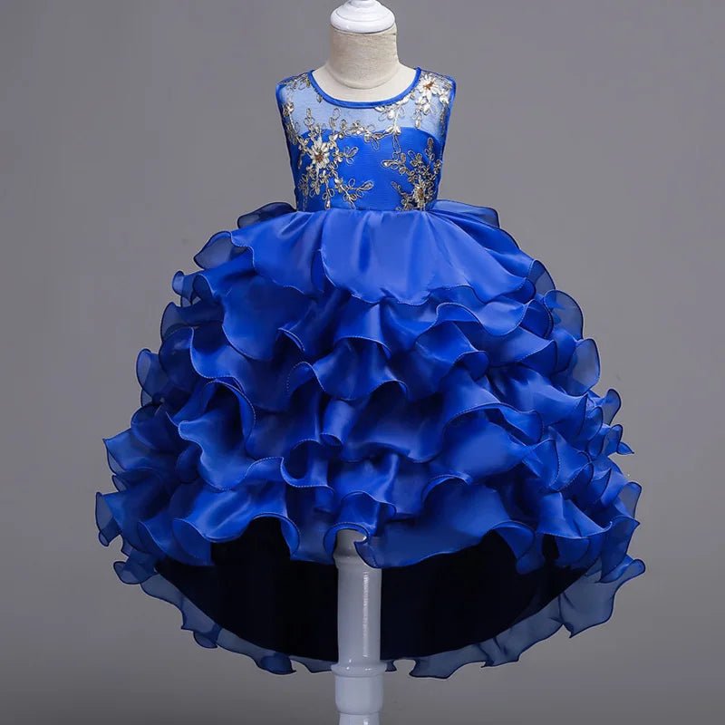 Embroidery Baby Girls Princess Flower Wedding Christmas Party Tutu Dress Children Kids Elegant Vestidos for 3 - 15Years Teenager - PratSN