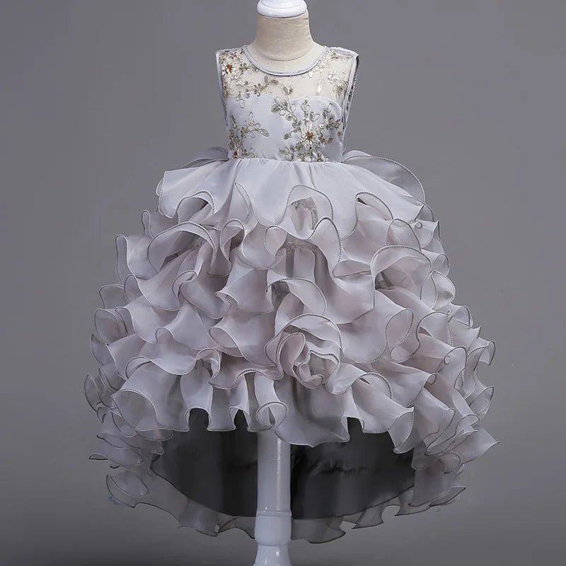 Embroidery Baby Girls Princess Flower Wedding Christmas Party Tutu Dress Children Kids Elegant Vestidos for 3 - 15Years Teenager - PratSN