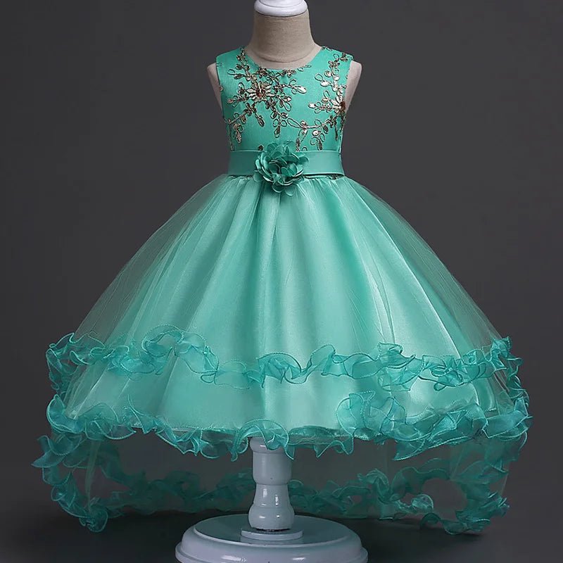 Embroidery Baby Girls Princess Flower Wedding Christmas Party Tutu Dress Children Kids Elegant Vestidos for 3 - 15Years Teenager - PratSN