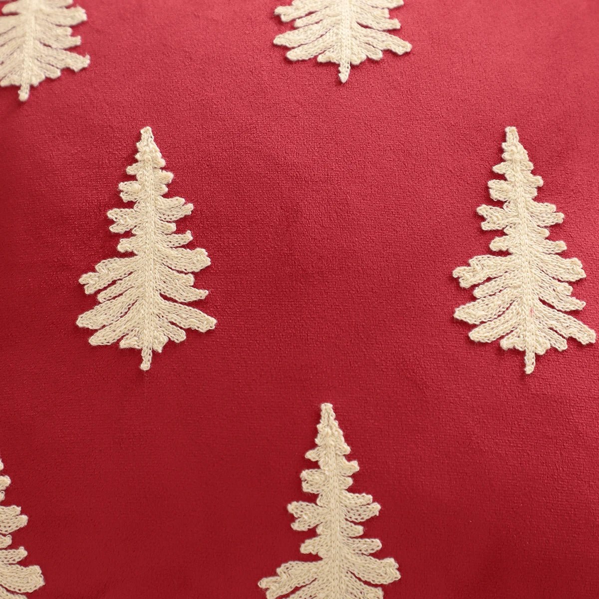 Embroidery Throw Pillow Cover Christmas Decoration Velvet Soft Christmas Tree Snowflake Winter Farmhouse Home Sofa Living Room - PratSN