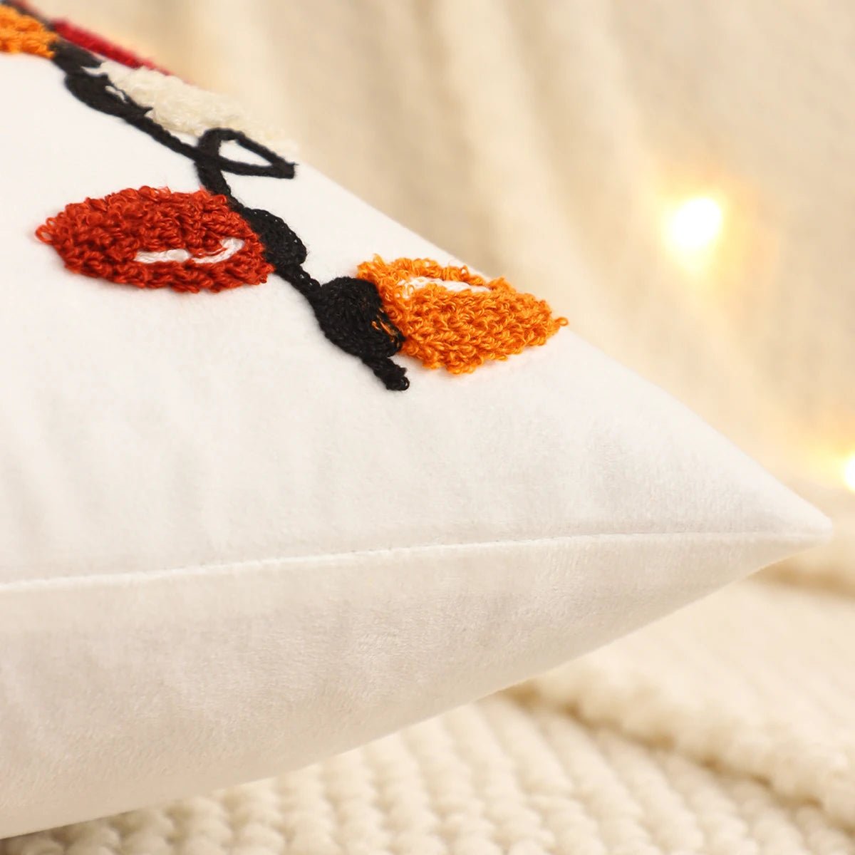 Embroidery Throw Pillow Cover Christmas Decoration Velvet Soft Christmas Tree Snowflake Winter Farmhouse Home Sofa Living Room - PratSN