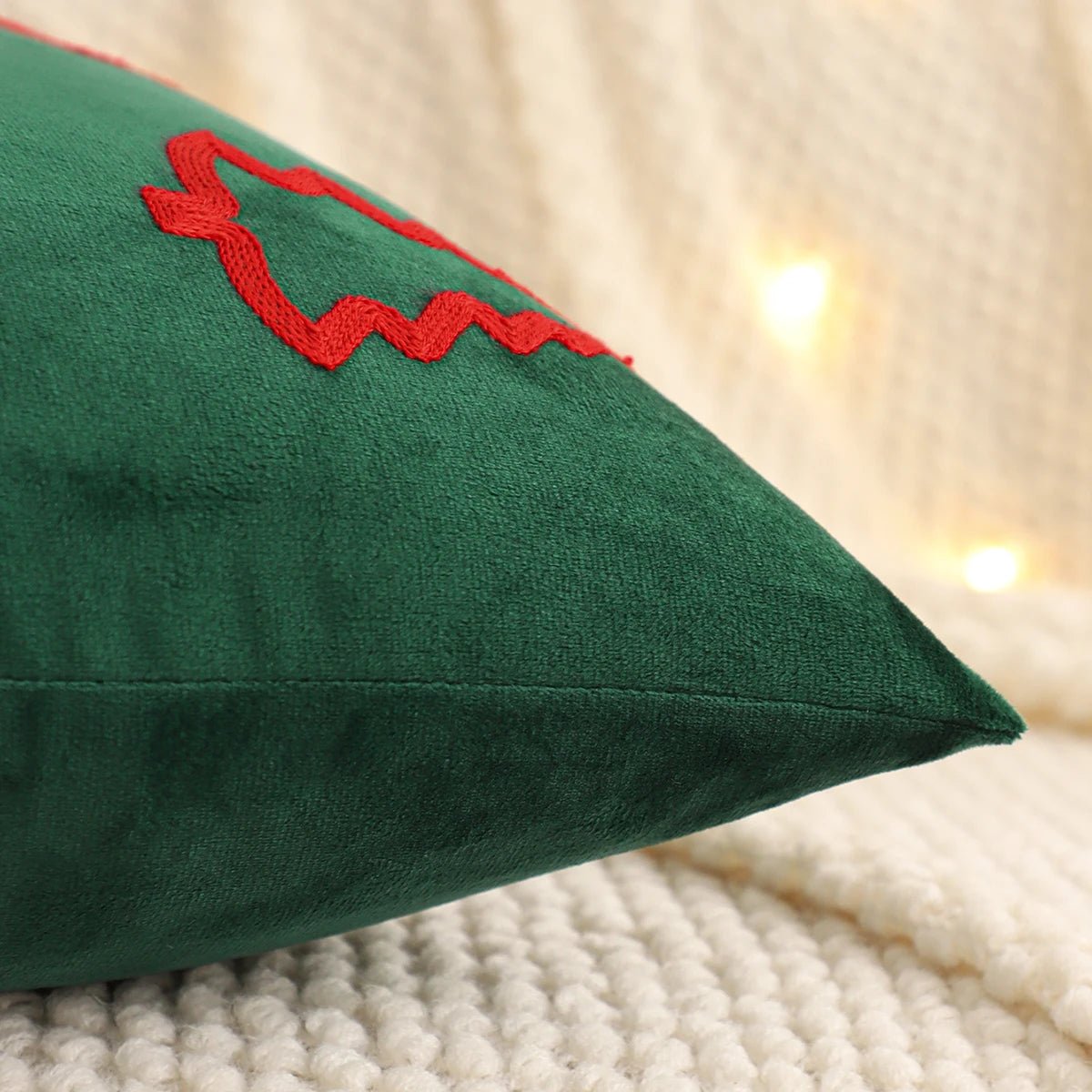 Embroidery Throw Pillow Cover Christmas Decoration Velvet Soft Christmas Tree Snowflake Winter Farmhouse Home Sofa Living Room - PratSN