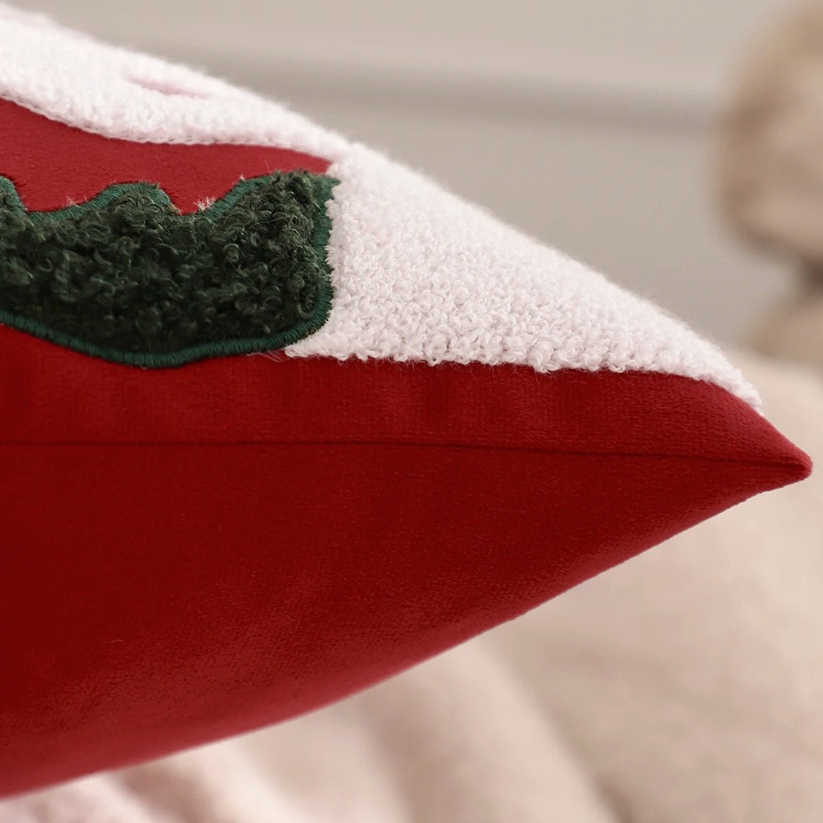 Embroidery Throw Pillow Cover Christmas Decoration Velvet Soft Christmas Tree Winter Farmhouse Home Hotel Sofa Living Room - PratSN