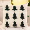 Embroidery Throw Pillow Cover Christmas Decoration Velvet Soft Christmas Tree Winter Farmhouse Home Hotel Sofa Living Room - PratSN