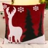 Embroidery Throw Pillow Cover Christmas Decoration Velvet Soft Christmas Tree Winter Farmhouse Home Hotel Sofa Living Room - PratSN
