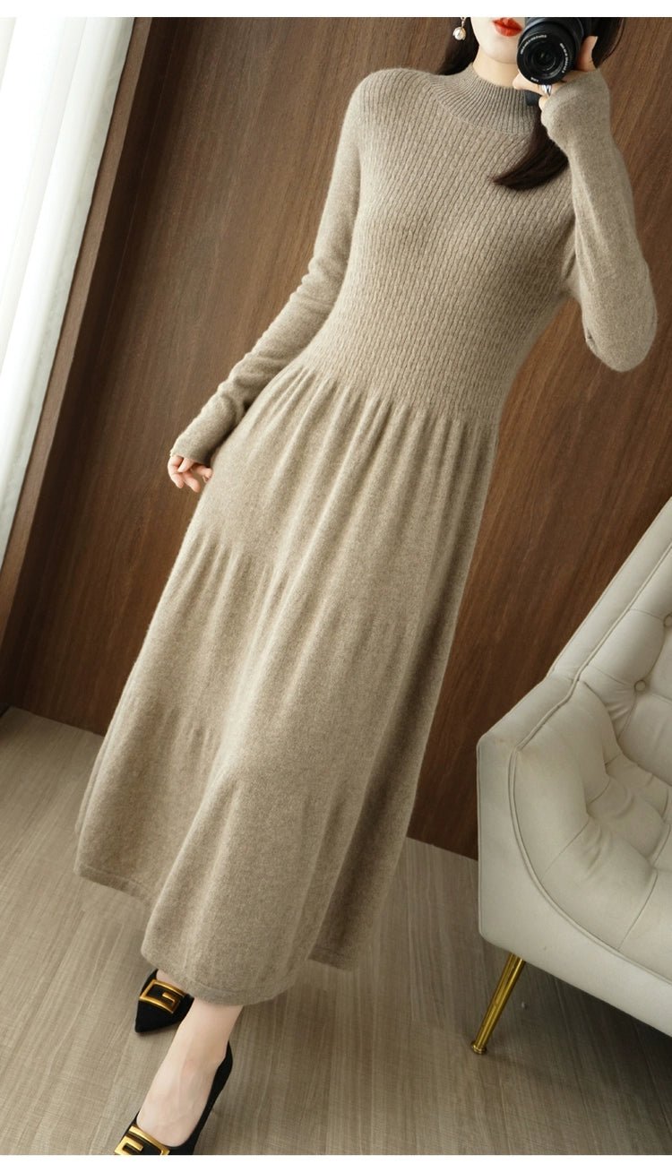 Erdos Inner Wear over - the - Knee Knitted Dress Cashmere Sweater - PratSN