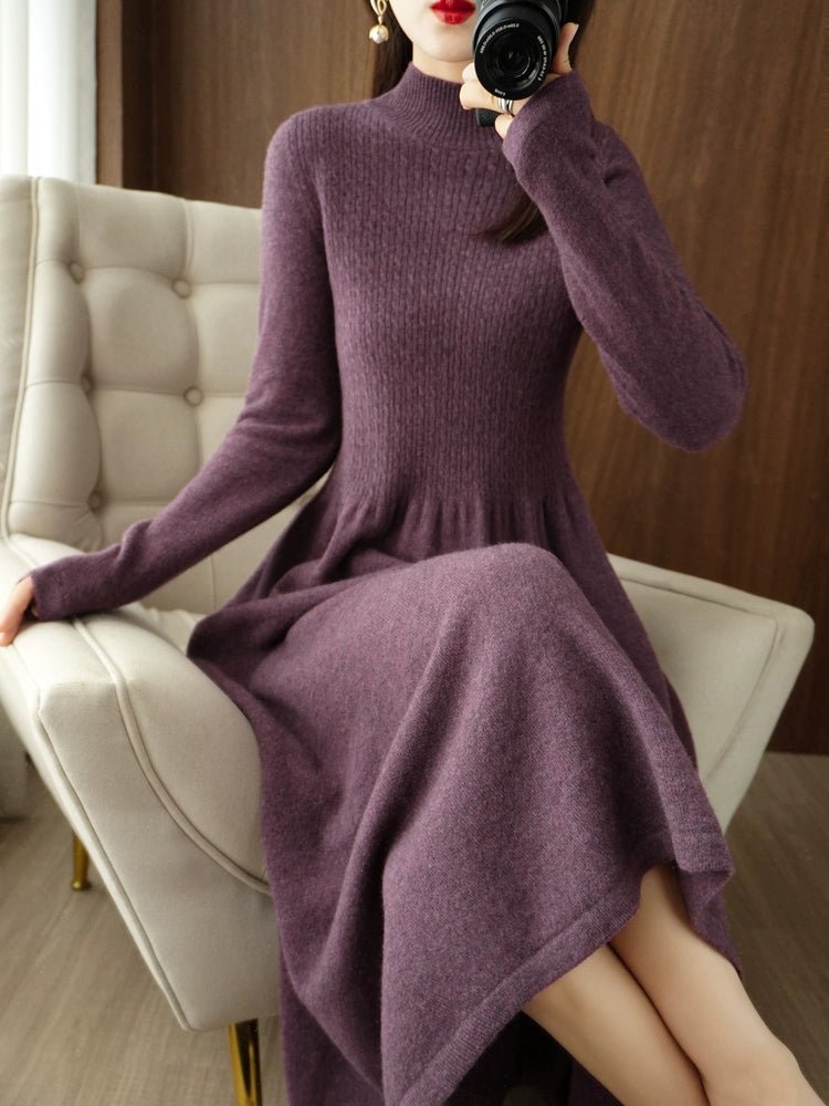 Erdos Inner Wear over - the - Knee Knitted Dress Cashmere Sweater - PratSN