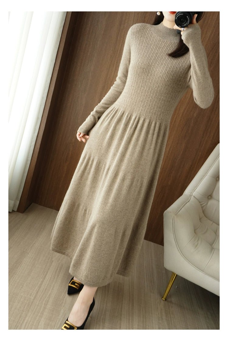 Erdos Inner Wear over - the - Knee Knitted Dress Cashmere Sweater - PratSN