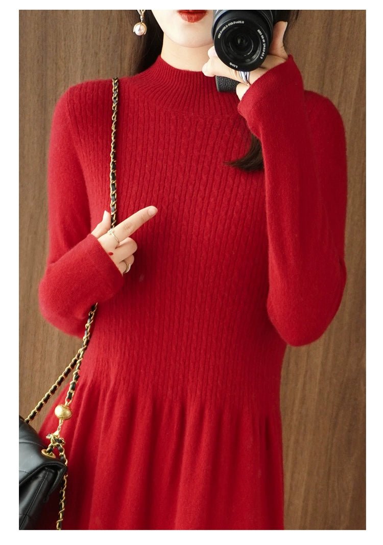 Erdos Inner Wear over - the - Knee Knitted Dress Cashmere Sweater - PratSN