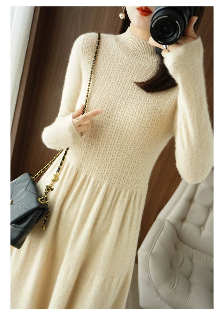 Erdos Inner Wear over - the - Knee Knitted Dress Cashmere Sweater - PratSN