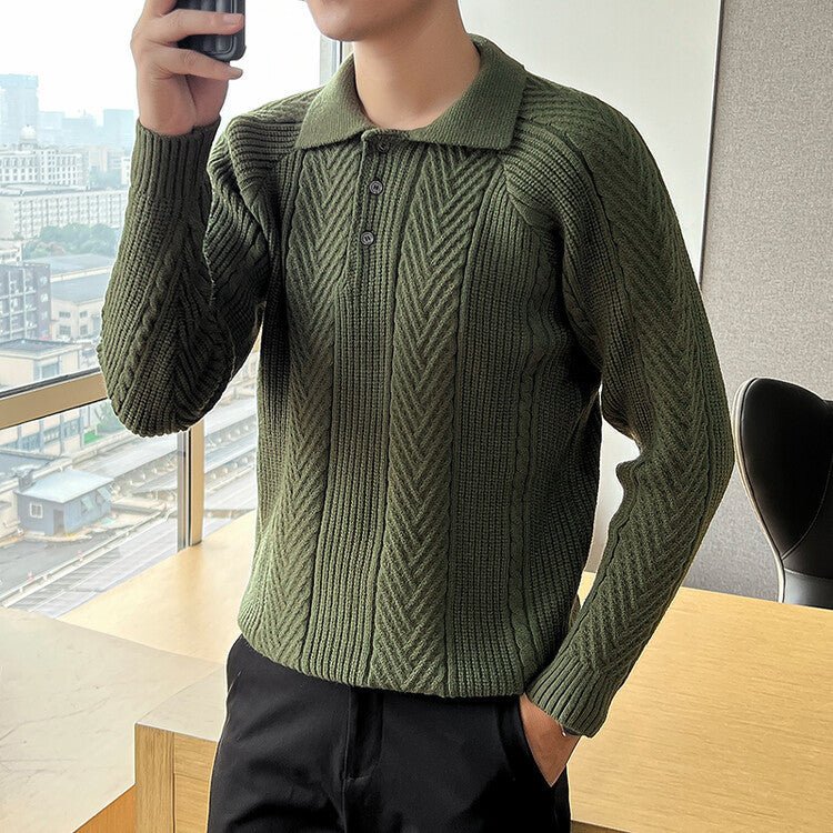 Europe And America Thickened Zipper Lapel Sweater - PratSN