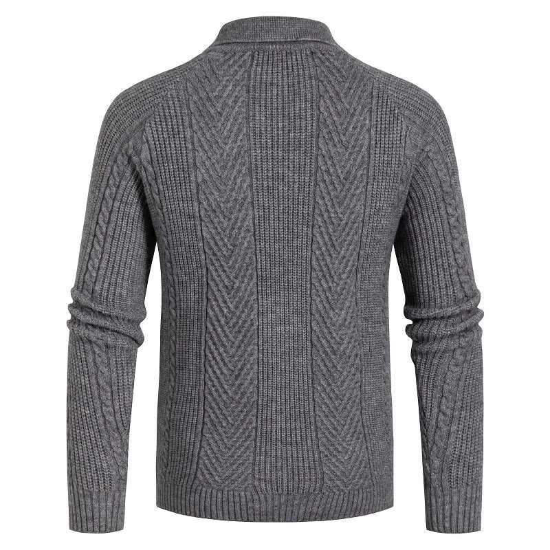 Europe And America Thickened Zipper Lapel Sweater - PratSN