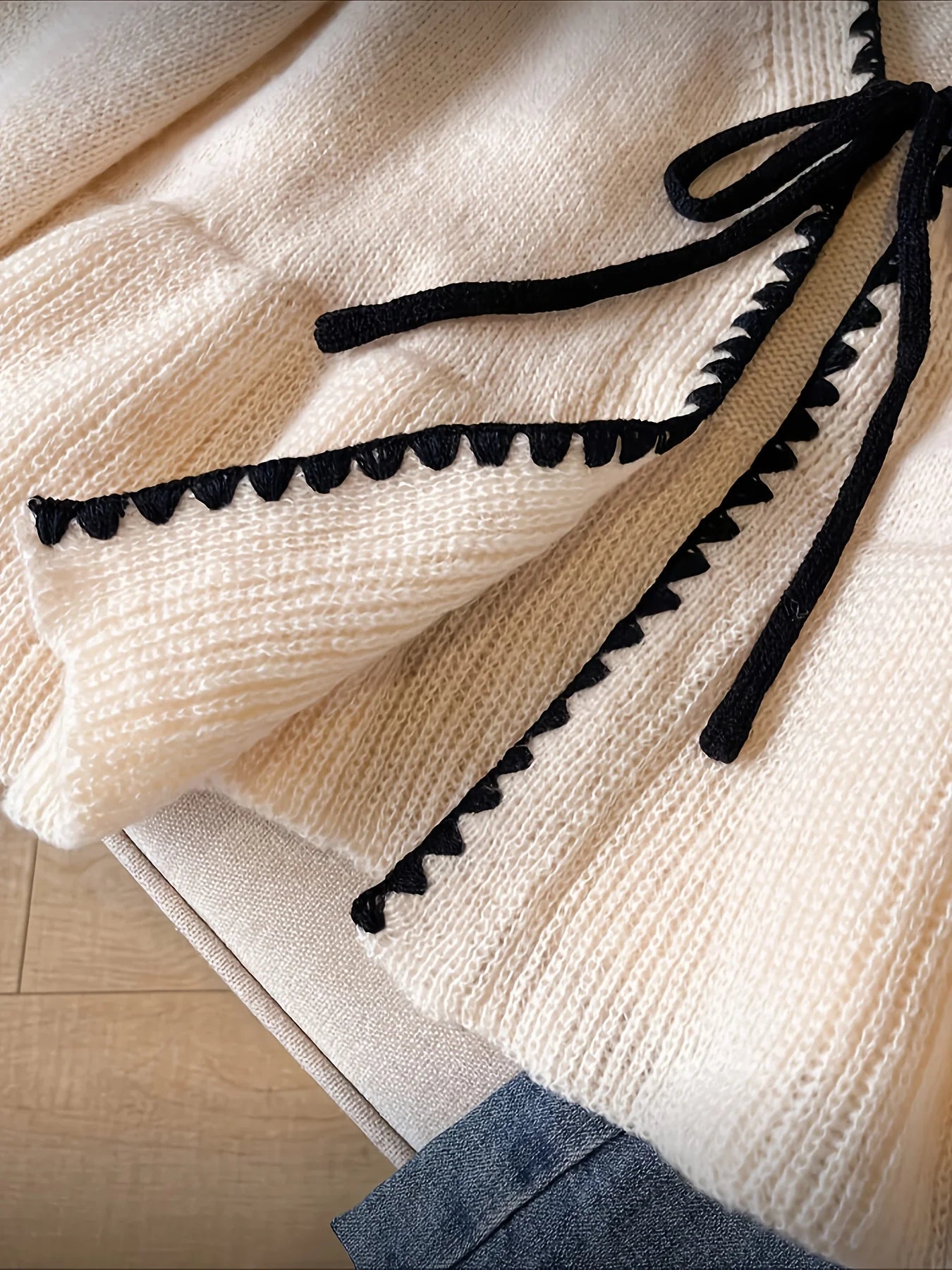 European American women's autumn and winter knitted cardigan lace - up sweater coat solid color loose long - sleeved top jacket - PratSN