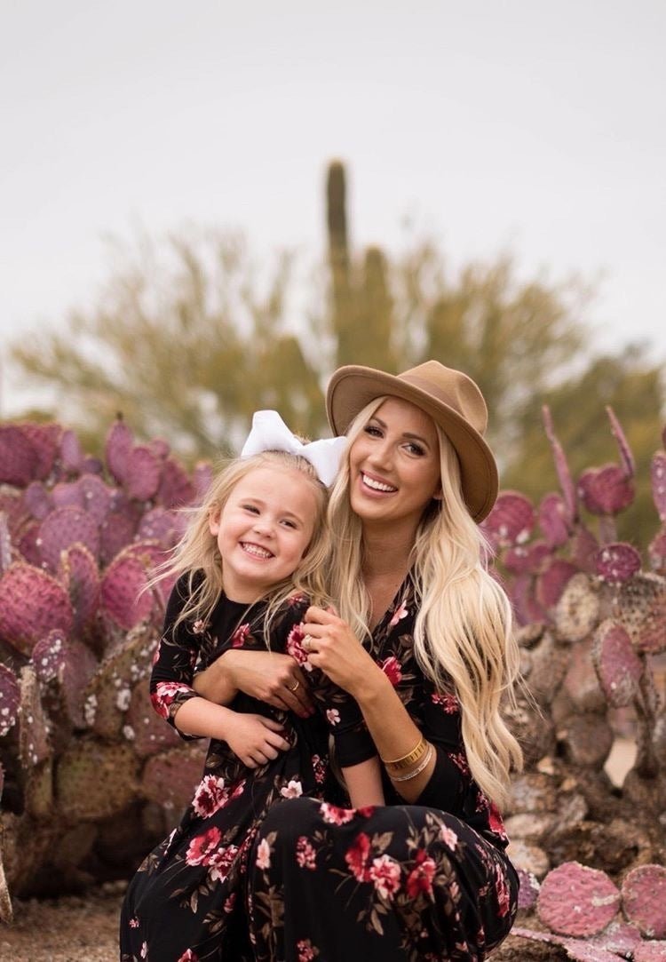 European And American Foreign Trade Mother - Daughter Parent - Child Clothing Ebay Long - Sleeved Flower Print Dress Long Skirt - PratSN